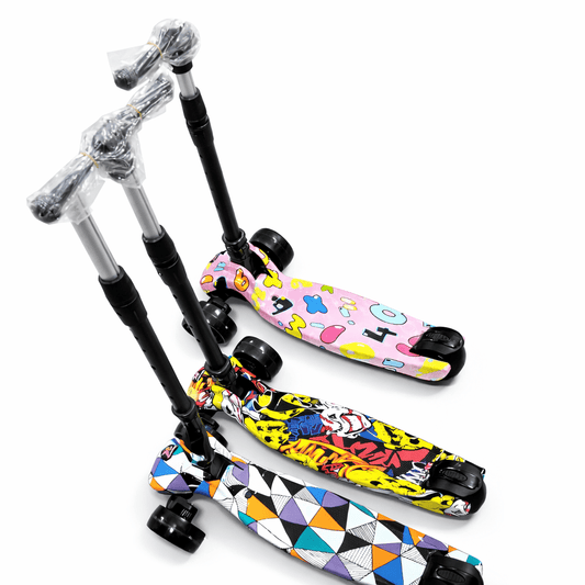 Graffiti Kids Scooter – Foldable with LED Light - Up Wheels | - Elegant Households KE