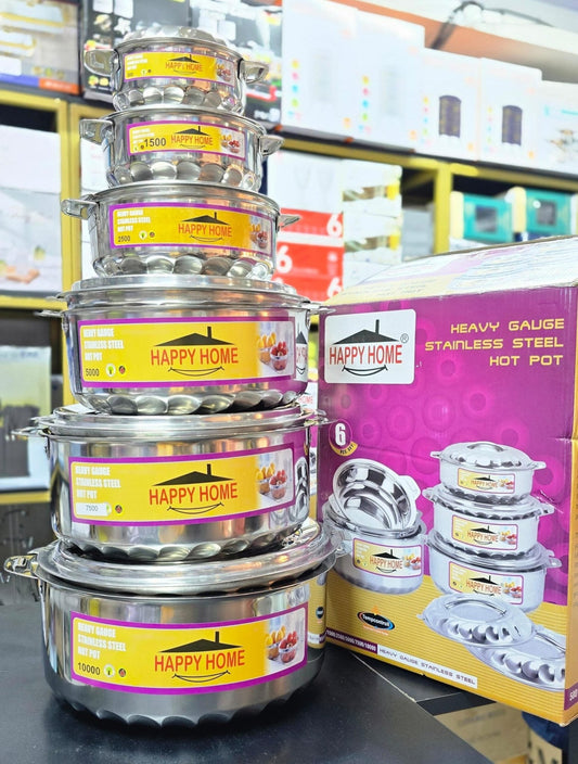 Happy Home 6 pcs Stainless Steel HotPots | - Elegant Households KE