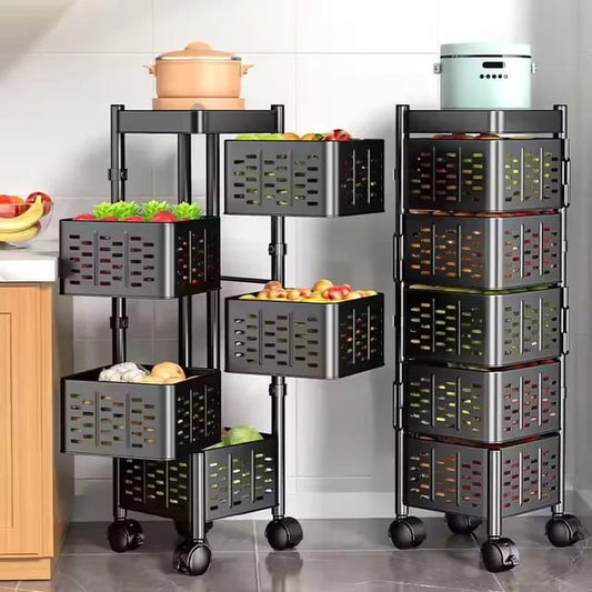 Heavy - duty 5tier Square Multi - layer Basket Storage Rack for Fruits and Vegetable | - Elegant Households KE