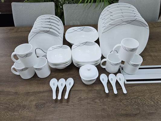 High Quality 39pcs Opal Glass Dinner Set | - Elegant Households KE