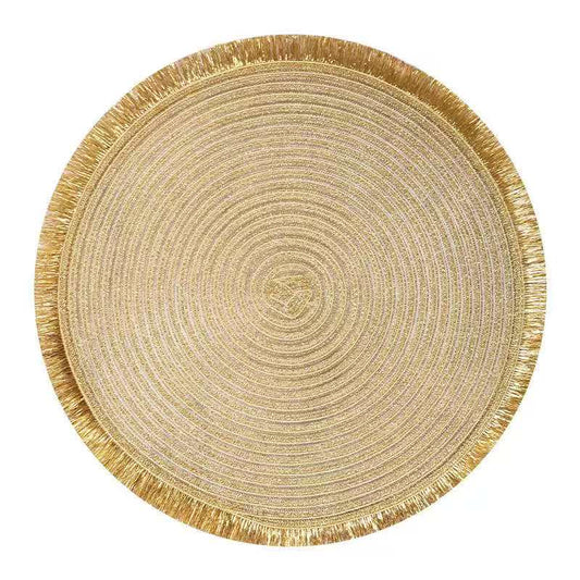 High Quality Round Shimmery Gold Placemats/Tablemats (6pieces) | - Elegant Households KE