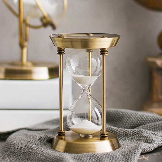 Hourglass Sand Timer with Metal Frame – Vintage Decorative Sand Clock | - Elegant Households KE