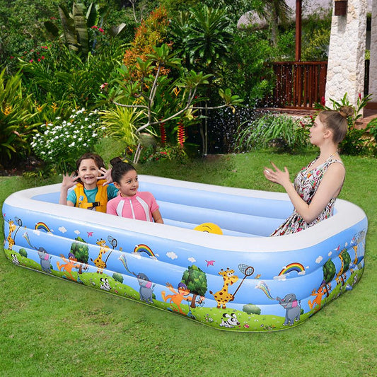 Inflatable Kids Pool 305×185×56 cm – Tropical Ocean Design Family Backyard Swimming Pool | - Elegant Households KE