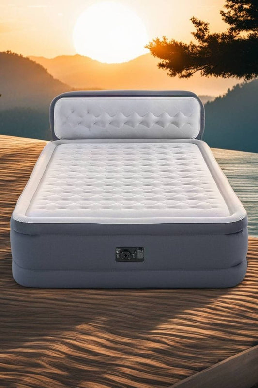 INTEX DURA BEAM AIRBED WITH INBUILT ELECTRIC PUMP AND PLUSH SUPPORTIVE HEADBOARD | - Elegant Households KE