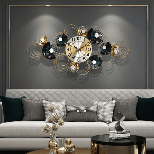 Iron Flower Wall Clock – Modern Metal Decorative Wall Hanging | - Elegant Households KE
