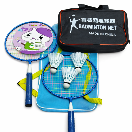 Junior Badminton Set with Net - 2 Rackets and Bag for Kids Kit | - Elegant Households KE