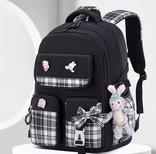 Kids Checkered School Backpack | Spine Protection Bag | - Elegant Households KE