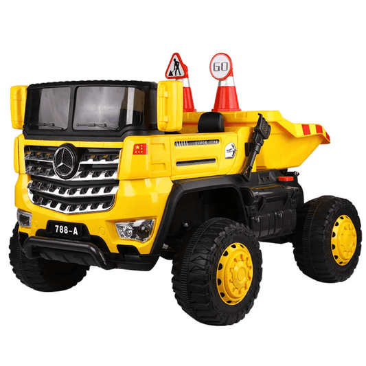 Kids Electric Ride - On Dump Truck with Lights, Sounds & Big Wheels | - Elegant Households KE