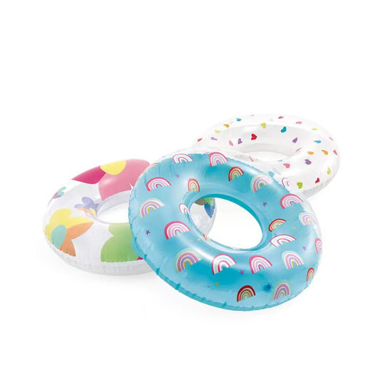 Kids Inflatable Swim Rings 80 cm – Cute Rainbow, Heart & Flower Designs for Pool & Beach Fun | - Elegant Households KE