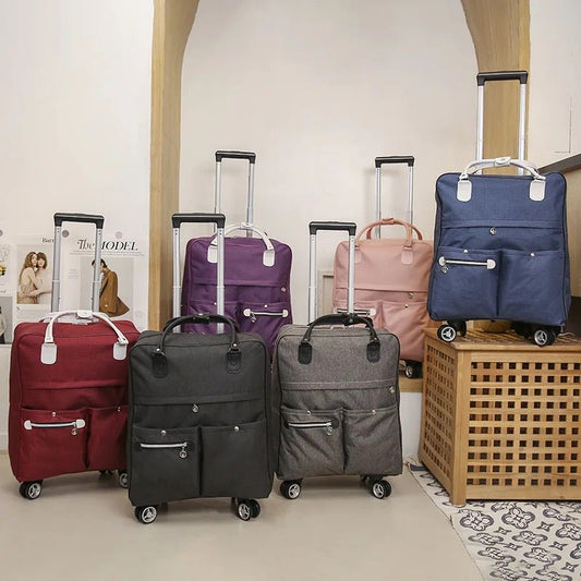 Large Travel Trolley Bag with shoulder belt & 4 Universal Wheels | - Elegant Households KE