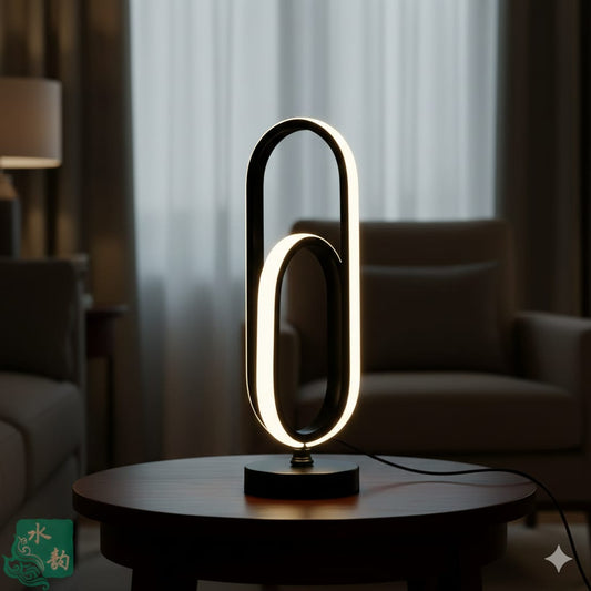 LED U - Shaped Modern Table Lamp Double Loop Black Design | - Elegant Households KE