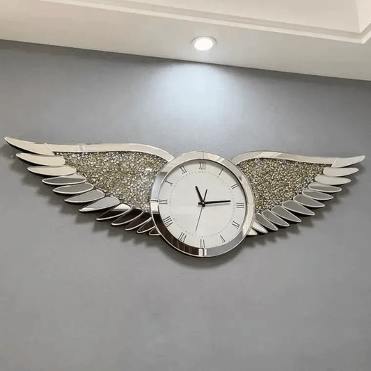 Light Luxury Diamond - Encrusted Wall Clock – Crystal Wing Design Modern Decorative Clock | - Elegant Households KE