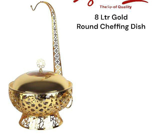 Luxurious gold round chaffing dish | - Elegant Households KE