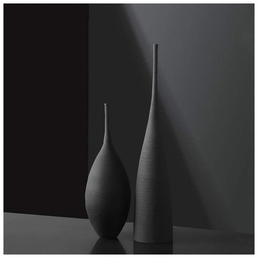 Luxury 2pc Black Brushed Decorative Vases | - Elegant Households KE