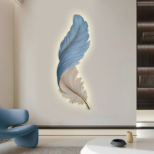 Luxury 3D LED Feather Wall Art – Modern Lighted Home Decor Sculpture | - Elegant Households KE