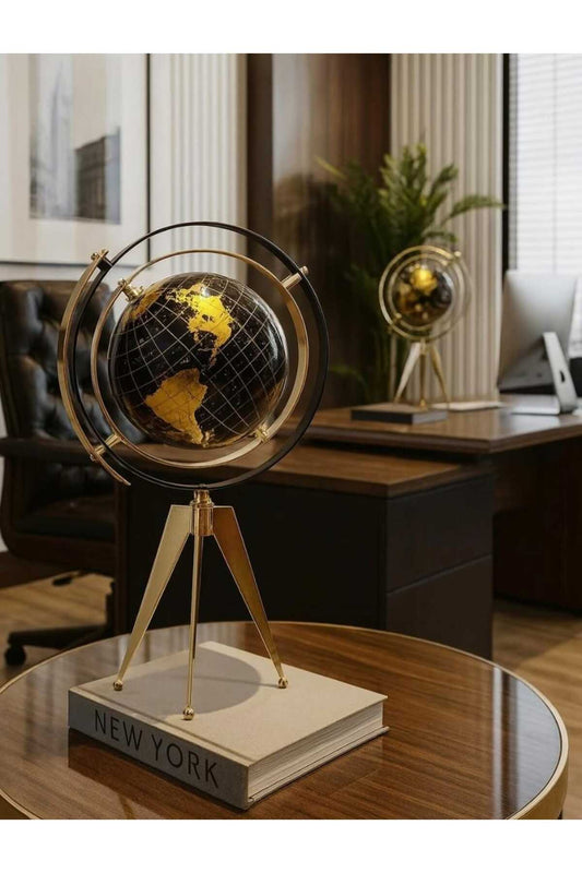 Luxury Black and Gold World Globe Decor – Modern Home & Office Accent | - Elegant Households KE