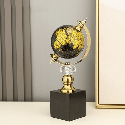Luxury Black & Gold Office Desktop Globe Decor – Elegant Table Ornament | - Elegant Households KE