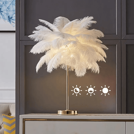 Luxury Feather Table Lamp – Elegant Ambient Lighting for Home Decor | - Elegant Households KE