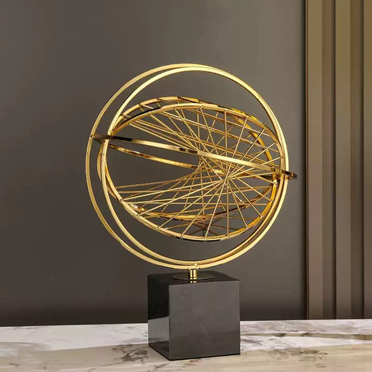 Luxury Gold Geometric Metal Sculpture – Modern Home Decor Accent | - Elegant Households KE