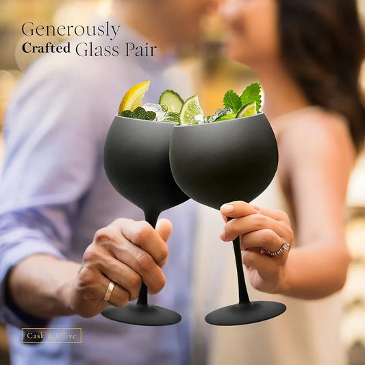 Matte Black Wine Glass Goblet | - Elegant Households KE