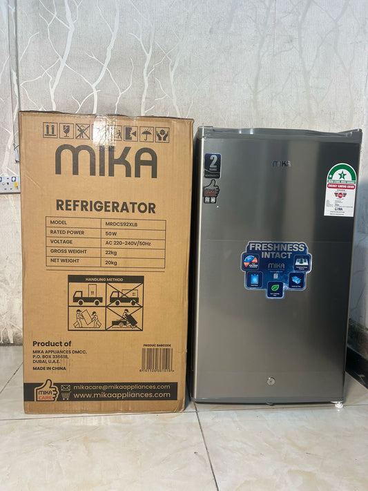 MIKA* Fridge, *92L*, Single Door, Defrost (Direct Cool), Inox Line Brush | - Elegant Households KE