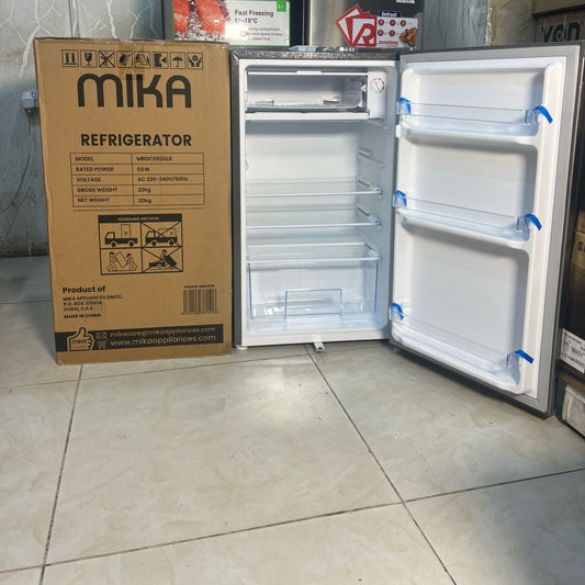 MIKA* Fridge, *92L*, Single Door, Defrost (Direct Cool), Inox Line Brush | - Elegant Households KE