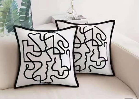 Modern Black and White Throw Pillow Cover – Abstract Geometric Cushion Cover | - Elegant Households KE