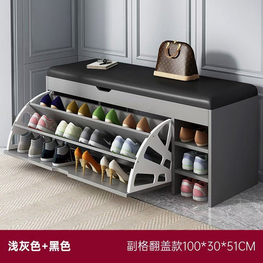 Modern Bucket flip shoe cabinet with seat changing stool bench | - Elegant Households KE