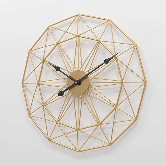 Modern Golden Metal Wall Clock – Geometric Open - Frame Design | - Elegant Households KE