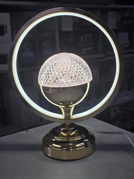 Modern Luxury LED Table Lamp with Round Golden Frosted Glass | - Elegant Households KE