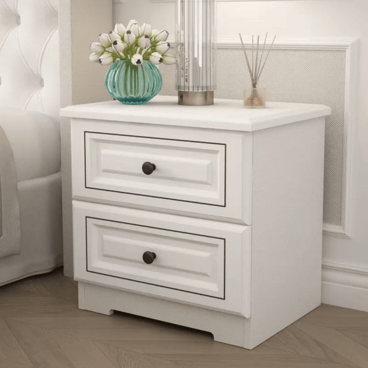 Modern Nordic White Nightstand with 2 Drawers | - Elegant Households KE