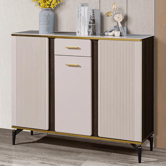 Modern Ribbed Sideboard Cabinet with Gold Accents – Luxury Storage Console Table – 100cm & 120cm Options | - Elegant Households KE