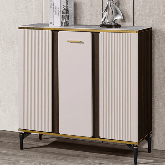 Modern Ribbed Sideboard Cabinet with Gold Accents – Luxury Storage Console Table – 100cm & 120cm Options | - Elegant Households KE