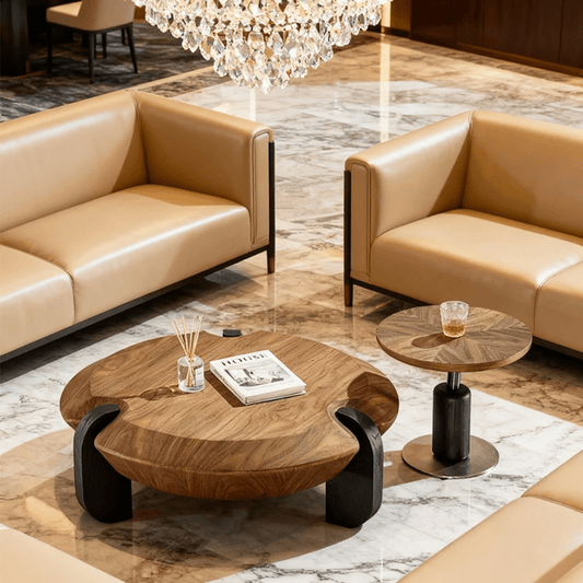 Modern Solid Wood Round Coffee & Side Table Set | - Elegant Households KE