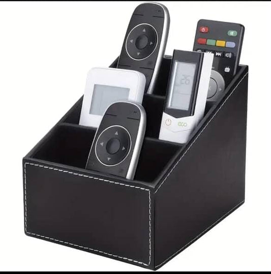 Multi - Compartment Leather Desk Organizer /Remote organizer | - Elegant Households KE