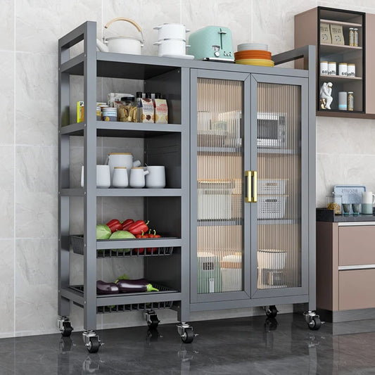 Multi - Functional Kitchen Storage Rack with Cabinet & Shelves | - Elegant Households KE