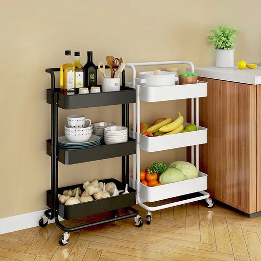 Multi - functional movable trolley storage rack( full metallic) | - Elegant Households KE