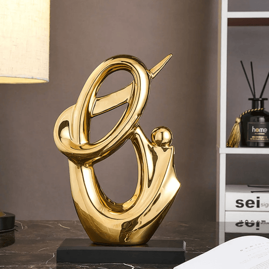 Nordic Abstract Gold Ceramic Sculpture – Modern Table Centerpiece Decor | - Elegant Households KE
