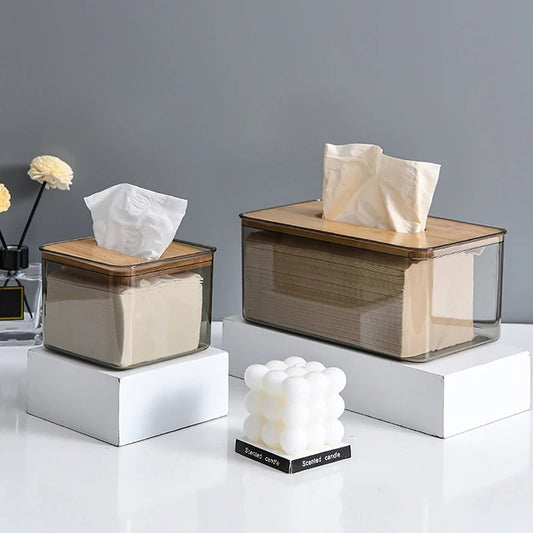 Nordic minimalist tissue box /Serviette holder with bamboo lid | - Elegant Households KE