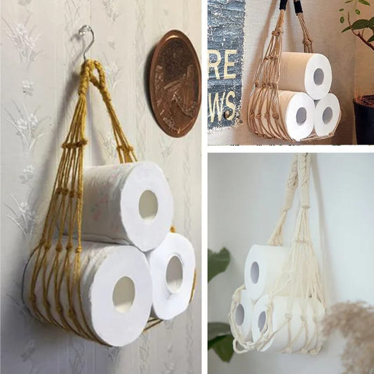 Nordic Style Hanging Cotton Rope Roll Paper Holder | - Elegant Households KE