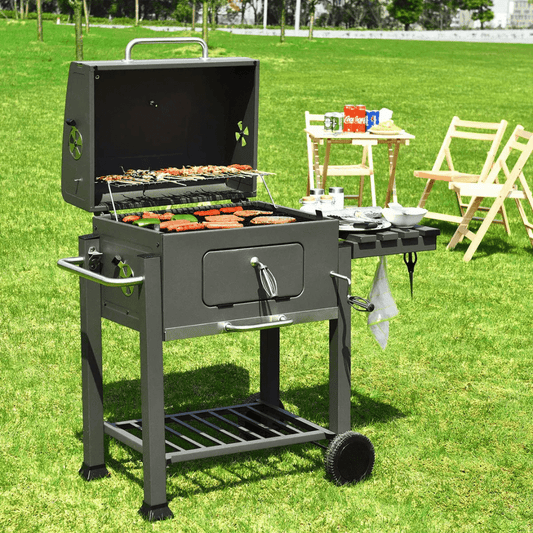 Outdoor Garden Barbecue Portable BBQ Grill Outdoor Large Charcoal Trolley Rectangular BBQ Barbecue Grill | - Elegant Households KE