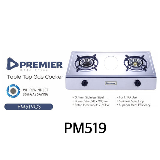 Gas Cooker Burner - Premier 2-Burner Metallic Gas Stove