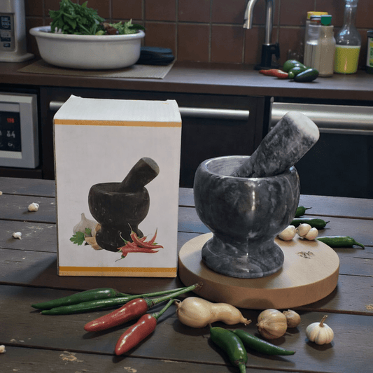 Premium Marble Mortar & Pestle – Heavy Duty Crusher | - Elegant Households KE