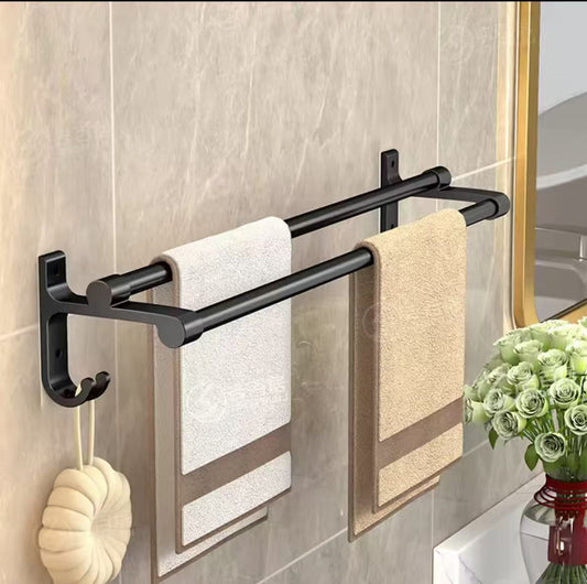 Punch - Free Wall Towel Rack | 60cm Adhesive Bathroom Holder | - Elegant Households KE