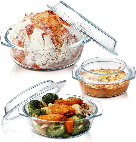 Pyrex Casserole Set 1.4L 2.1L 3L Heat - Resistant Glass | - Elegant Households KE