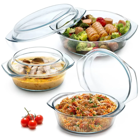 Pyrex Casserole Set 1.4L 2.1L 3L Heat - Resistant Glass | - Elegant Households KE