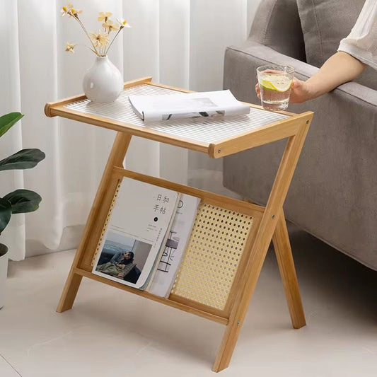 Rattan Side Table/ Bedside Table/Boho End Table | - Elegant Households KE
