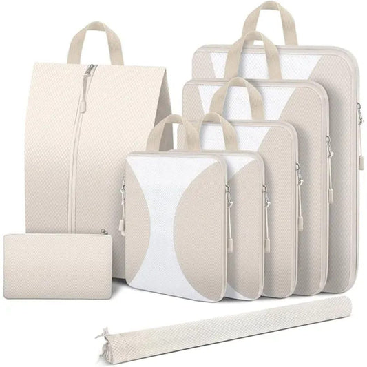 Reduce luggage size with the latest 8pcs Travel Suitcase Compression Cubes | - Elegant Households KE
