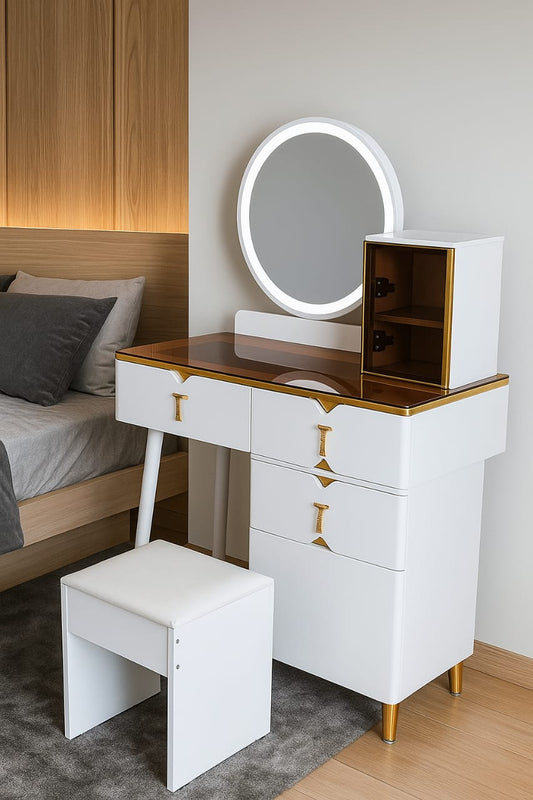 Retractable Dressing Table with LED Light | - Elegant Households KE