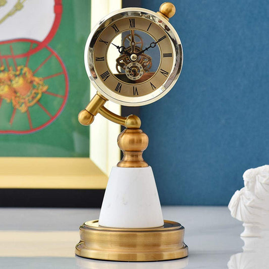 Retro Desktop Clock – Vintage Brass Table Clock for Home and Office | - Elegant Households KE